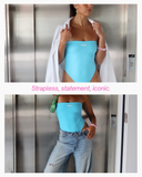 Strapless Aqua One-Piece