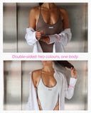 Racerback Reversible Brown/White One-Piece