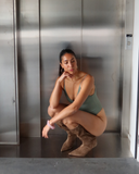 V Neck Olive One-Piece
